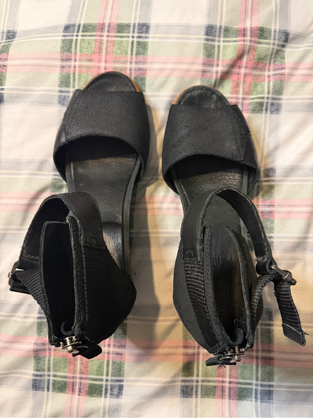 Sorel Black Ankle Strap Wedge Sandals Open Toe Women’s Size 10
